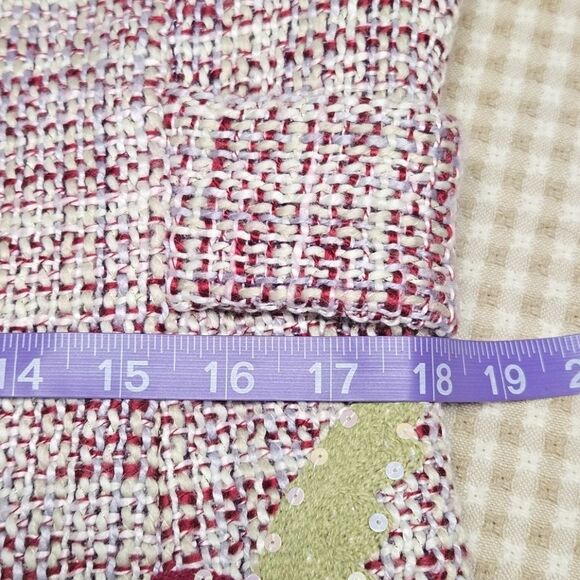 Kenzie Magenta Pink Textured Tweed Colorful Sequins Beads Abstract Design Blazer - Picture 11 of 16